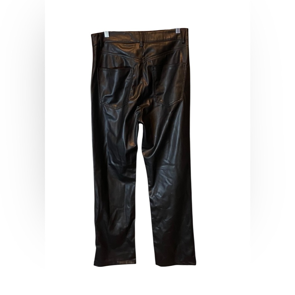 ZARA Black Faux Leather 90s Straight Leg Pants High Rise NWT Medium - Picture 6 of 9